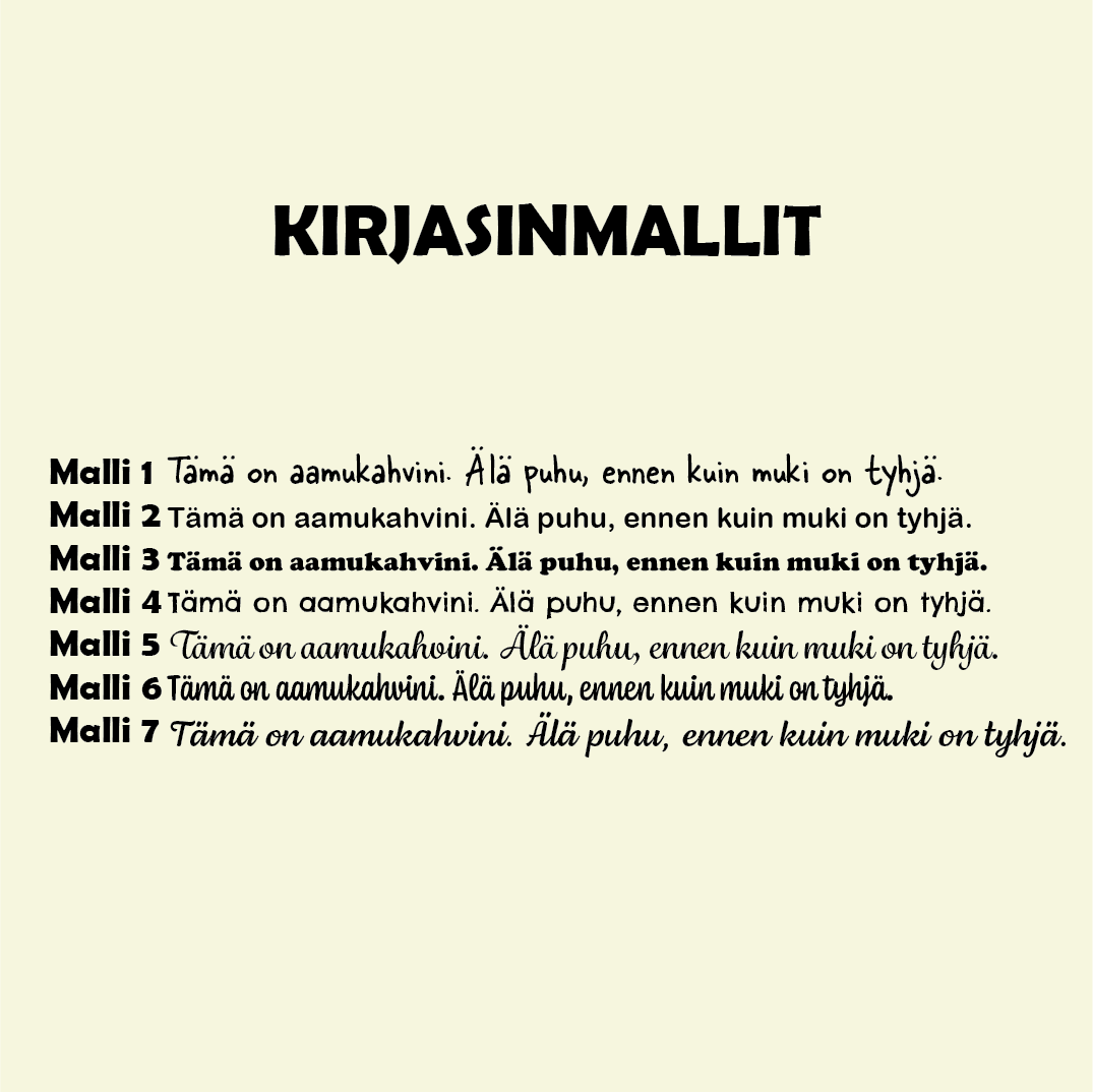 Muki omalla tekstillä tai kuvalla