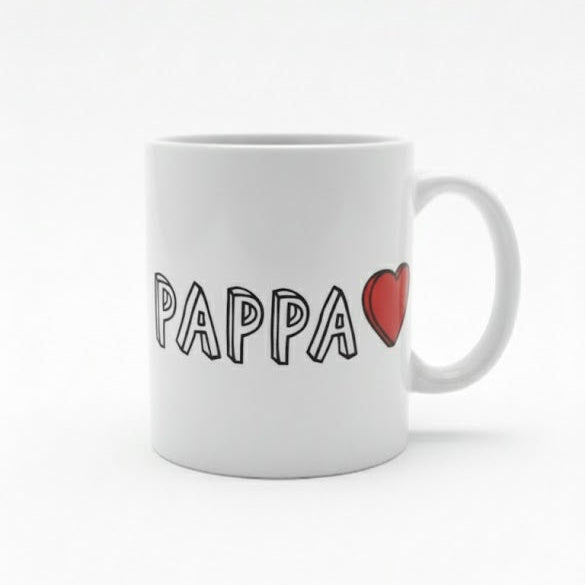 Pappa <3 -muki – sublimaatiopainatuksella personoitu