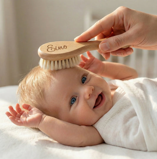 Vauvan hiusharja omalla tekstillä