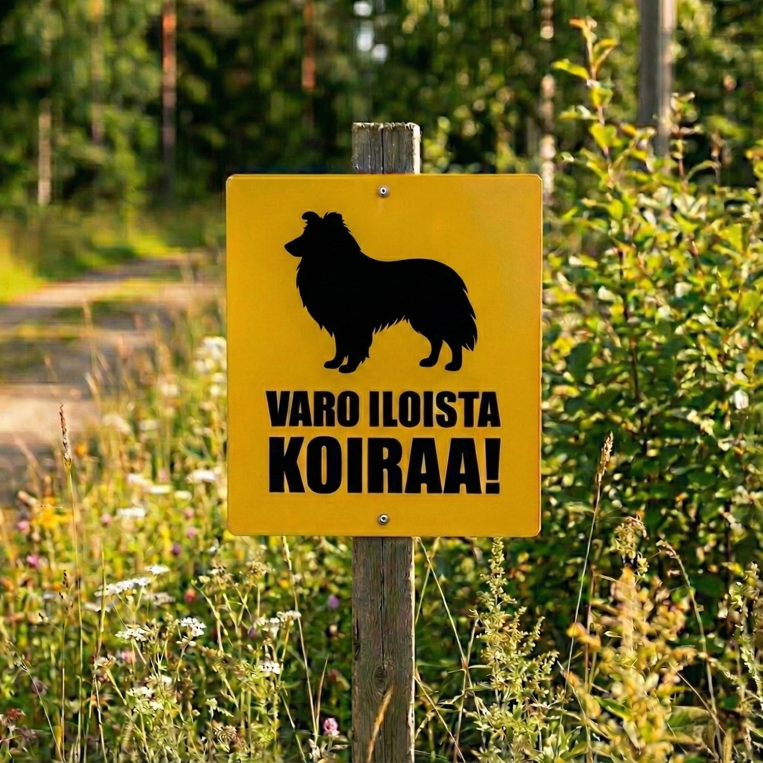 Vahtikoirakyltti omalla tekstillä - kyltit ja opasteet koivuvanerista