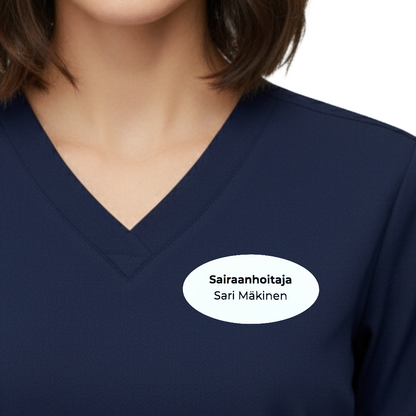 Muovinen nimineula omalla tekstillä