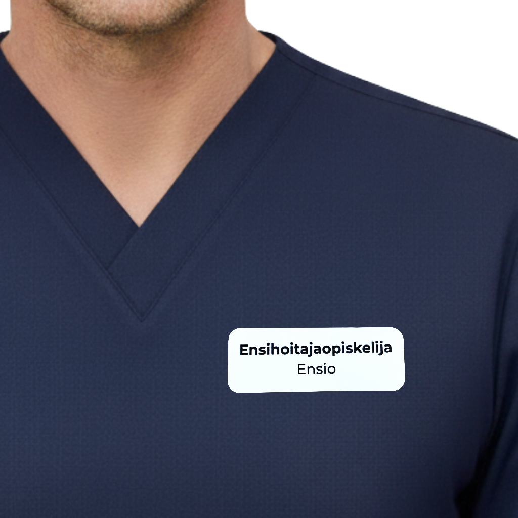 Muovinen nimineula omalla tekstillä