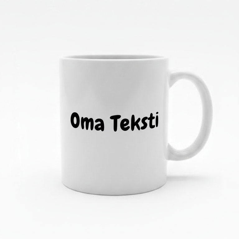 Muki omalla tekstillä tai kuvalla