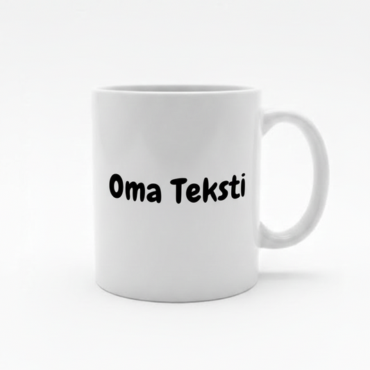 Muki omalla tekstillä tai kuvalla